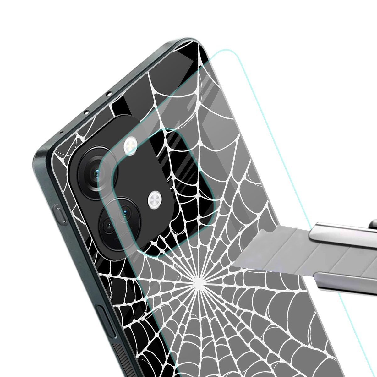 spider swirl back phone cover | glass case for oneplus nord 3