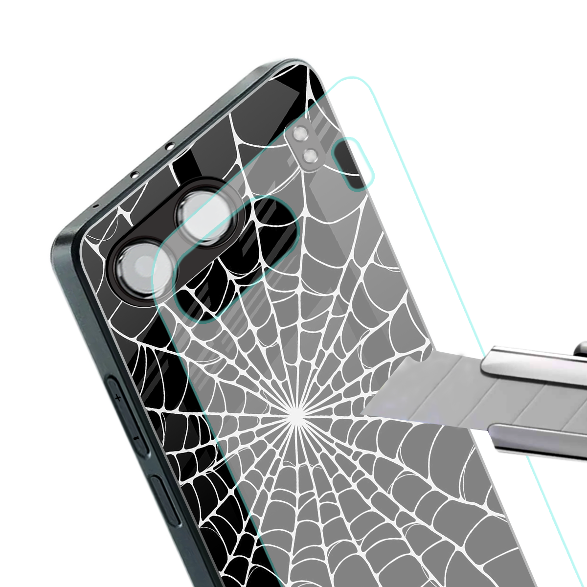spider swirl back phone cover | glass case for oneplus nord 4