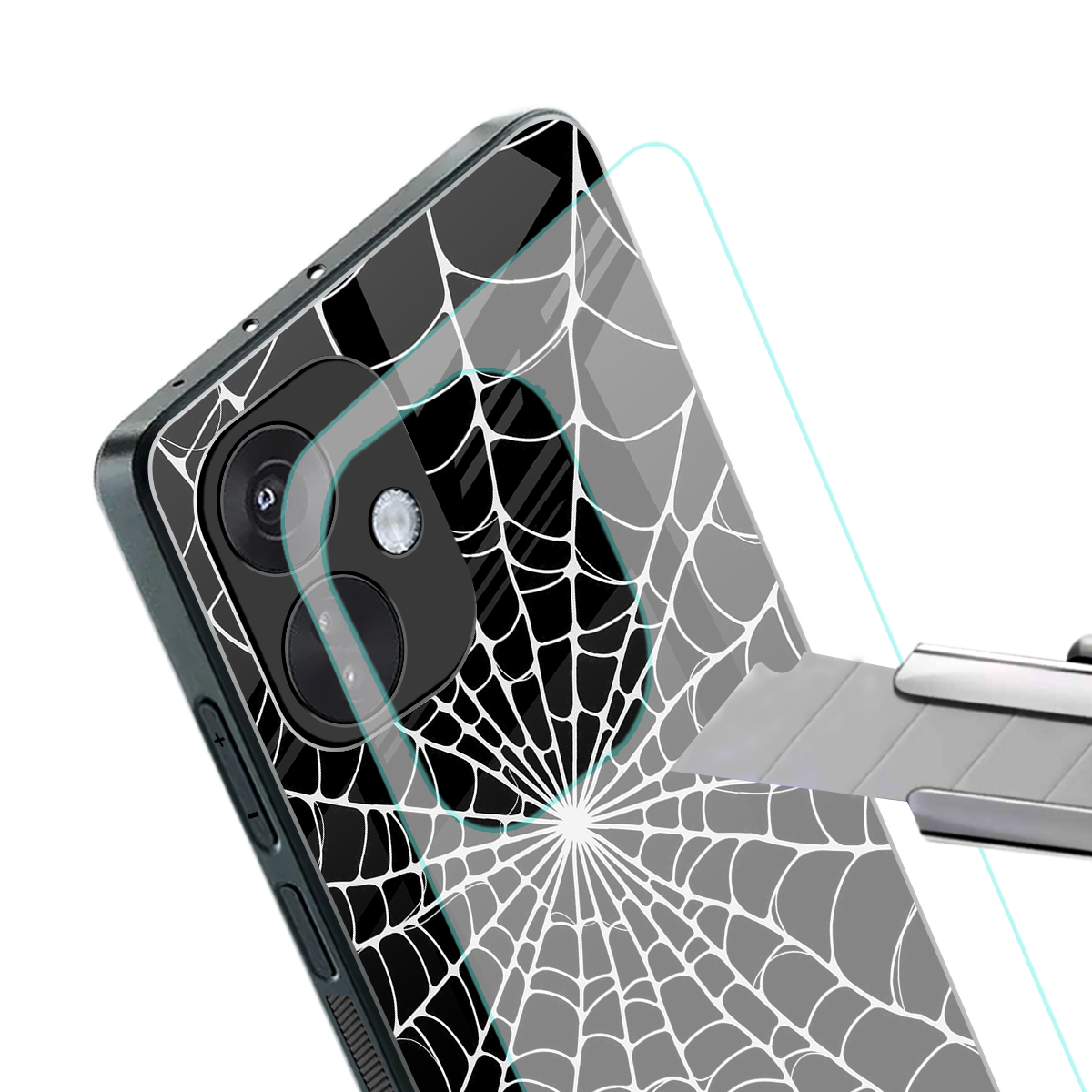 spider swirl back phone cover | glass case for oneplus nord ce 3