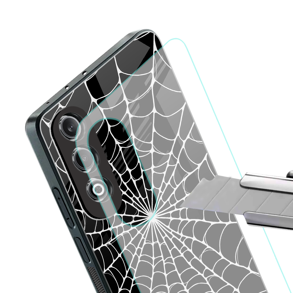 spider swirl back phone cover | glass case for oneplus nord ce 4