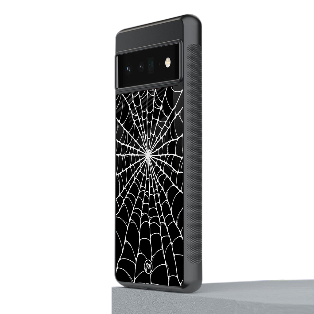 spider swirl back phone cover | glass case for google pixel 6 pro