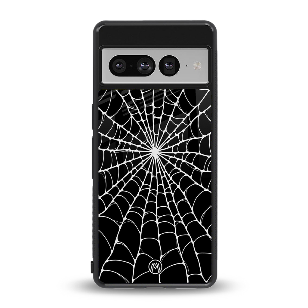 spider swirl back phone cover | glass case for google pixel 7 pro