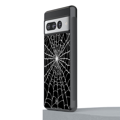 spider swirl back phone cover | glass case for google pixel 7 pro