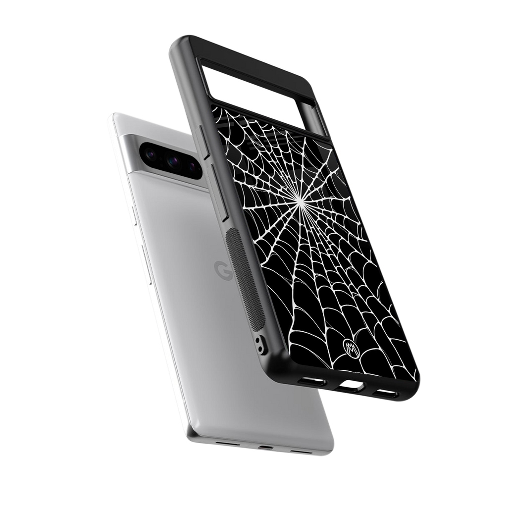 spider swirl back phone cover | glass case for google pixel 8 pro