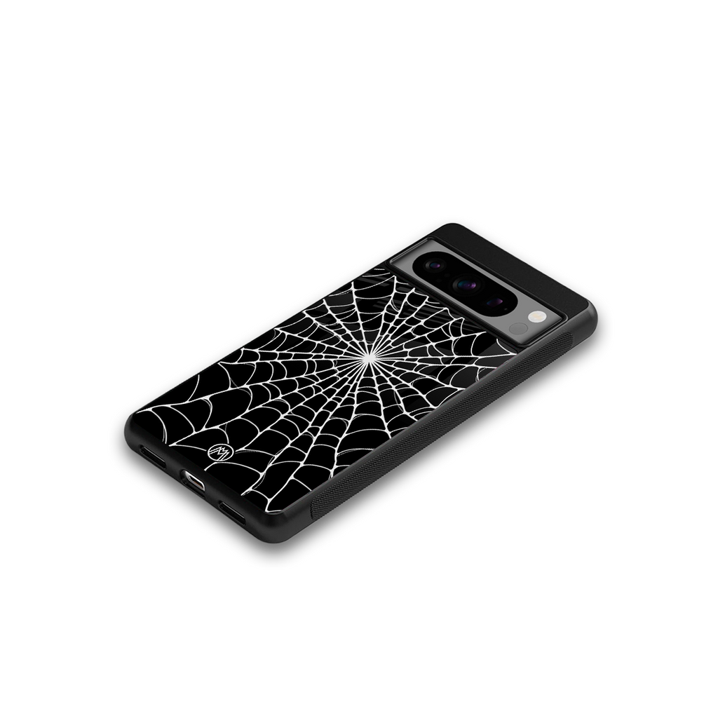 spider swirl back phone cover | glass case for google pixel 8 pro