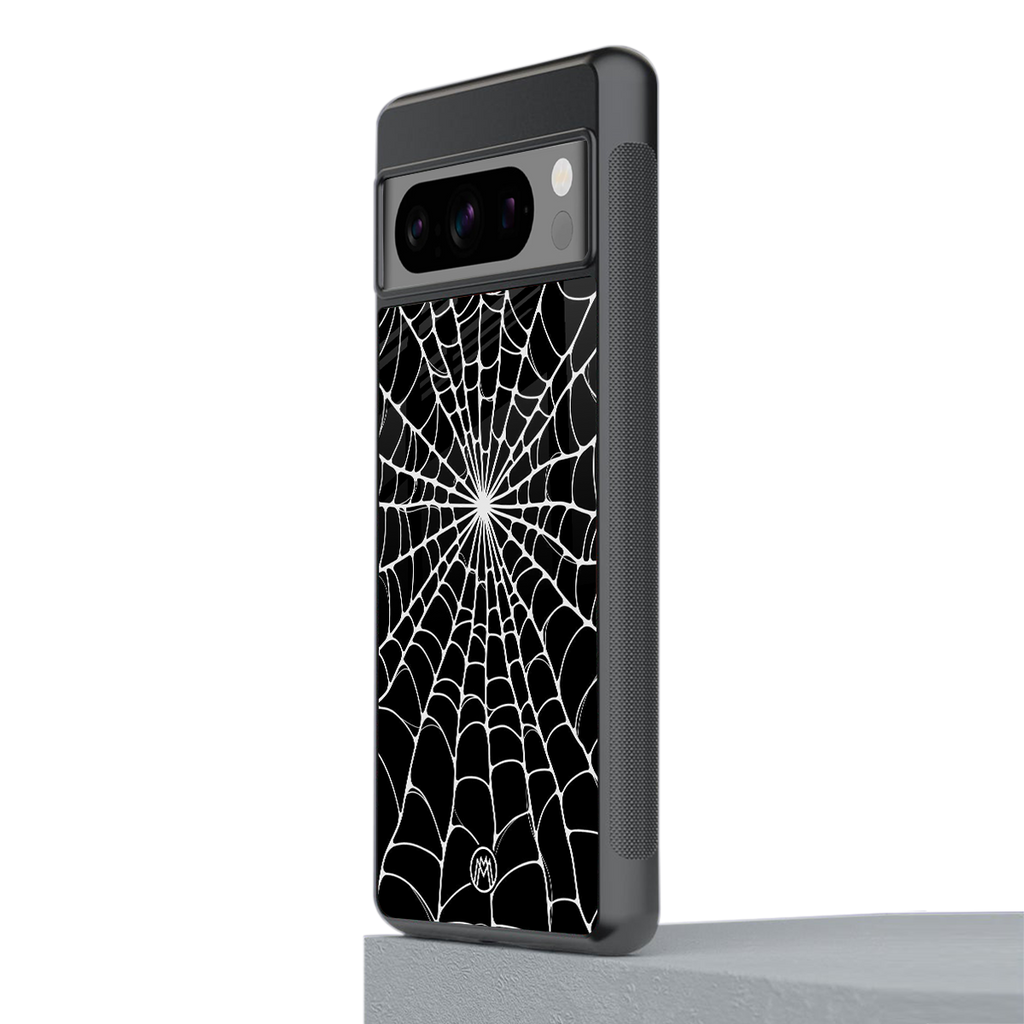 spider swirl back phone cover | glass case for google pixel 8 pro