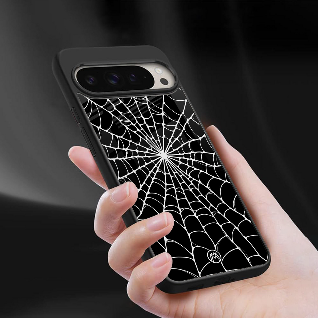 spider swirl back phone cover | glass case for google pixel 9 pro xl