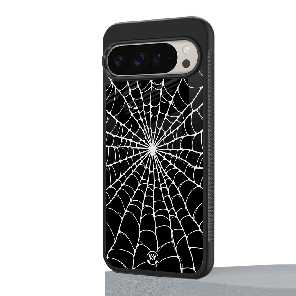 spider swirl back phone cover | glass case for google pixel 9 pro