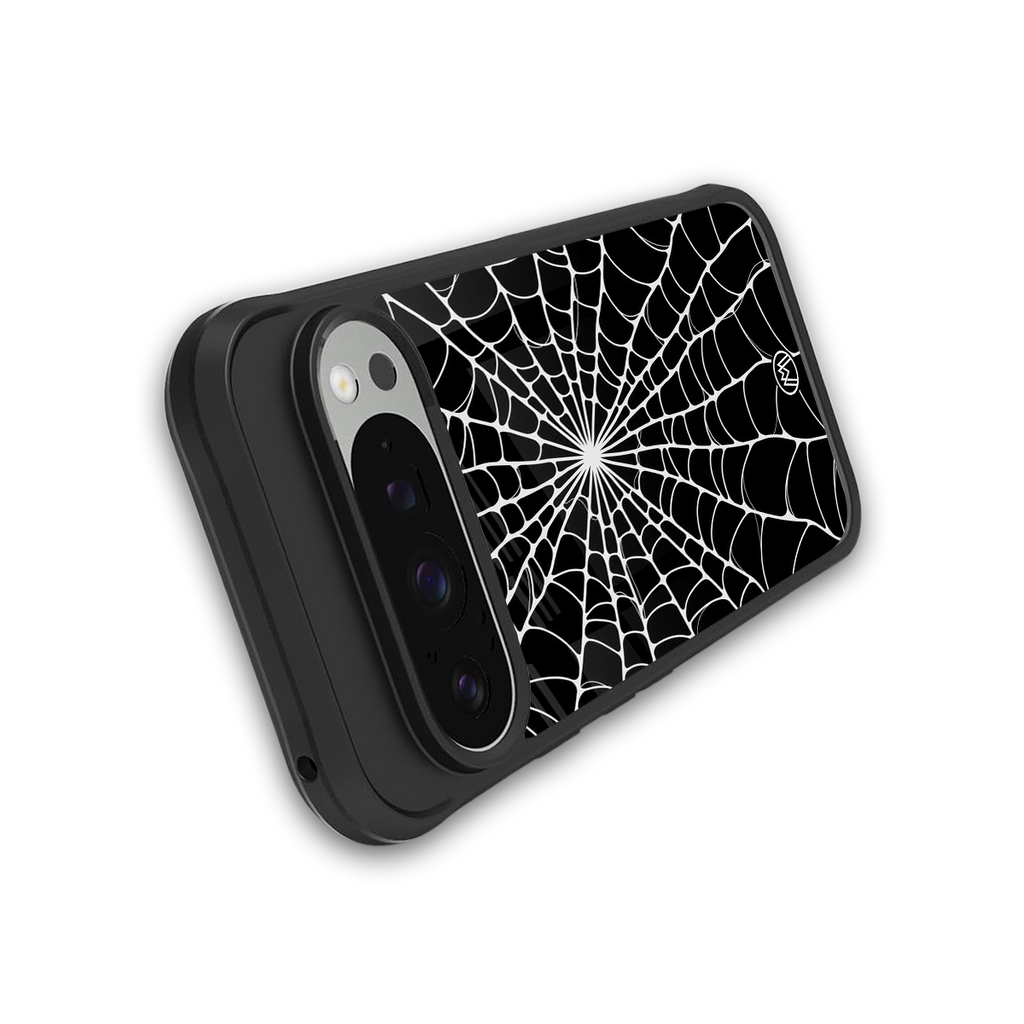 spider swirl back phone cover | glass case for google pixel 9 pro