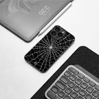 spider swirl back phone cover | glass case for iphone 16 plus