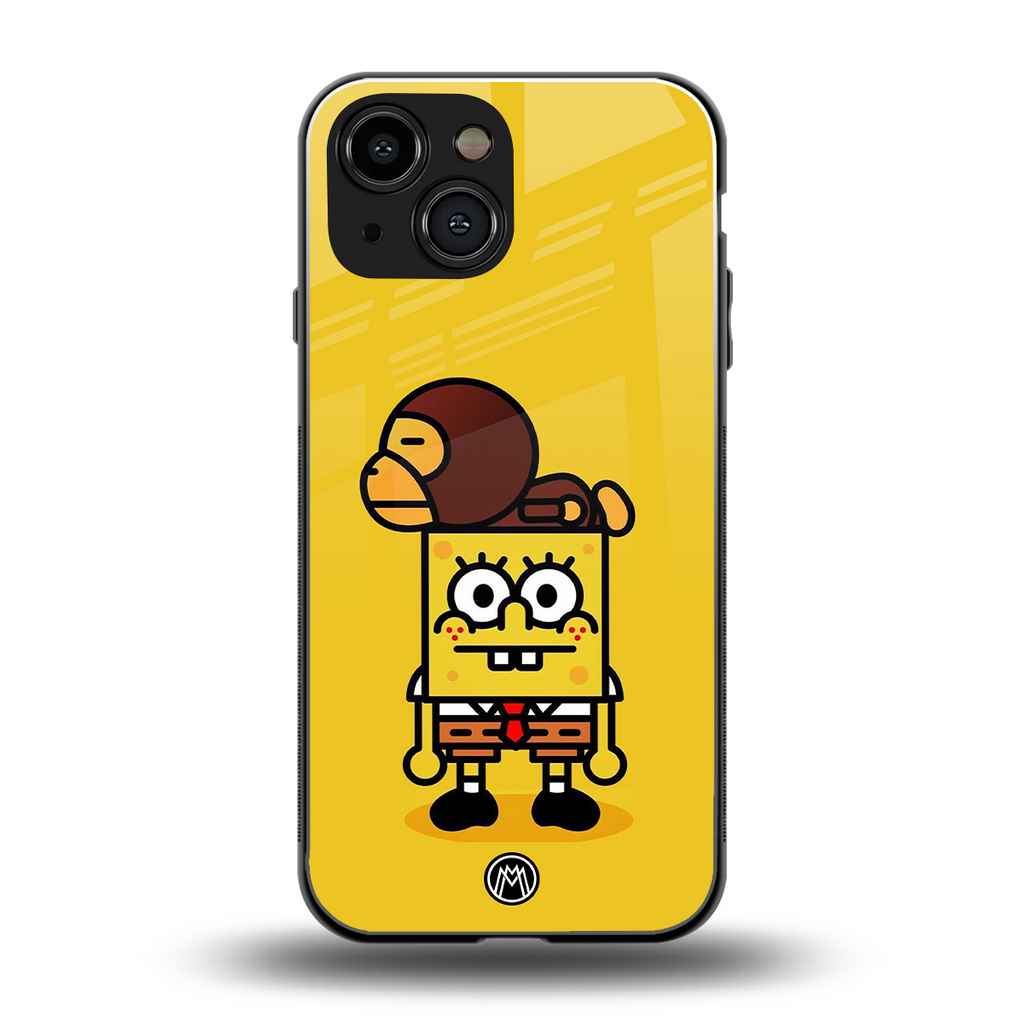 spongebob back phone cover | glass case for iphone 13 mini