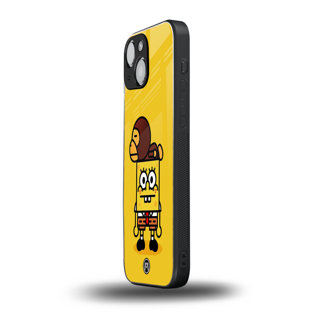 spongebob back phone cover | glass case for iphone 13 mini