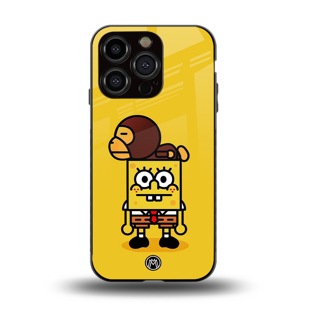 spongebob back phone cover | glass case for iphone 13 pro