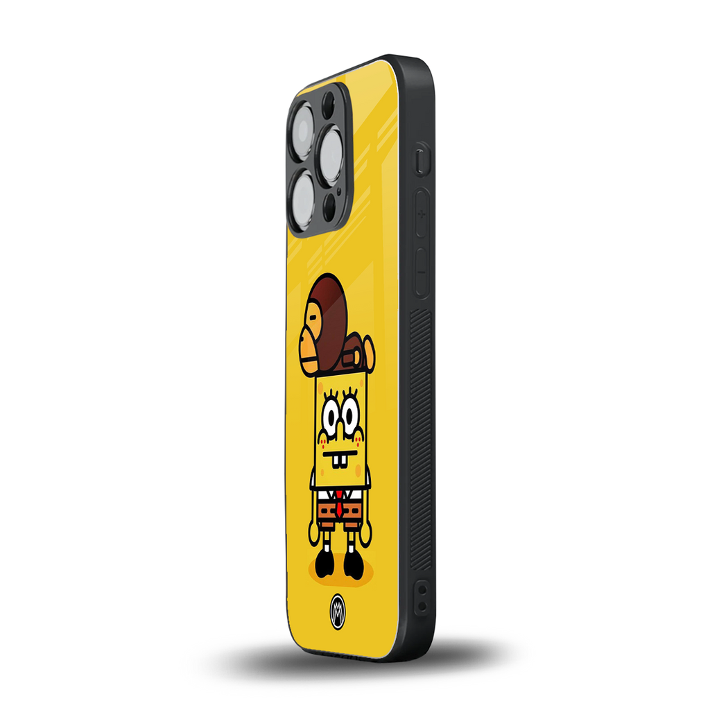 spongebob back phone cover | glass case for iphone 13 pro