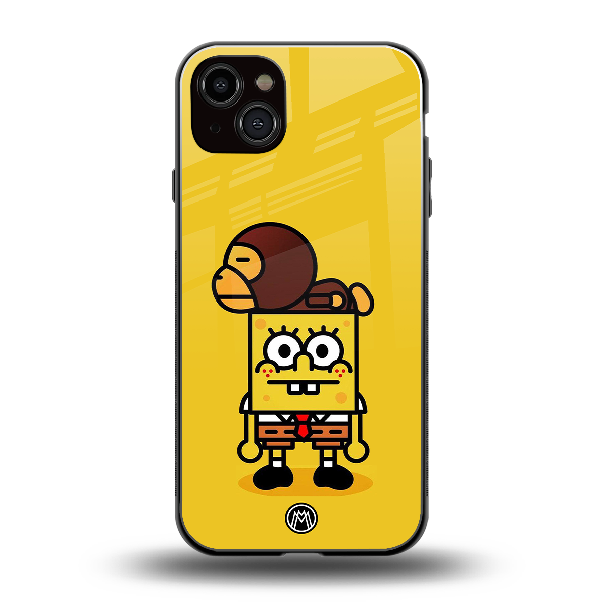 spongebob back phone cover | glass case for iphone 15 plus