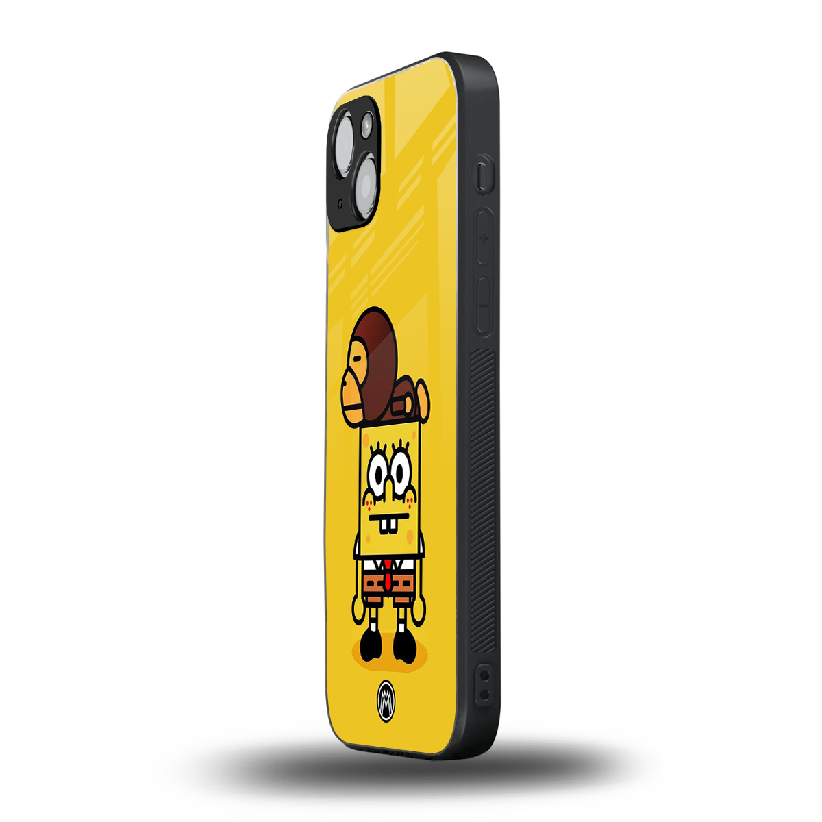 spongebob back phone cover | glass case for iphone 15 plus