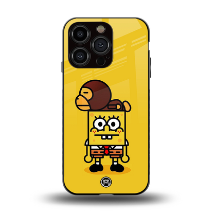 spongebob back phone cover | glass case for iphone 14 pro