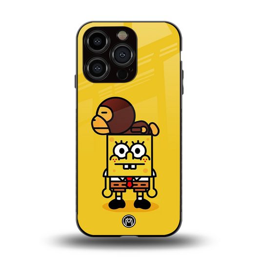 spongebob back phone cover | glass case for iphone 14 pro