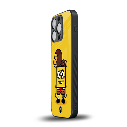 spongebob back phone cover | glass case for iphone 14 pro