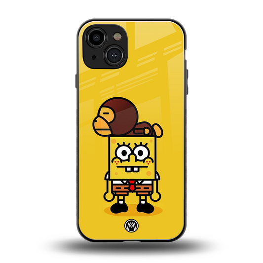 spongebob back phone cover | glass case for iphone 15