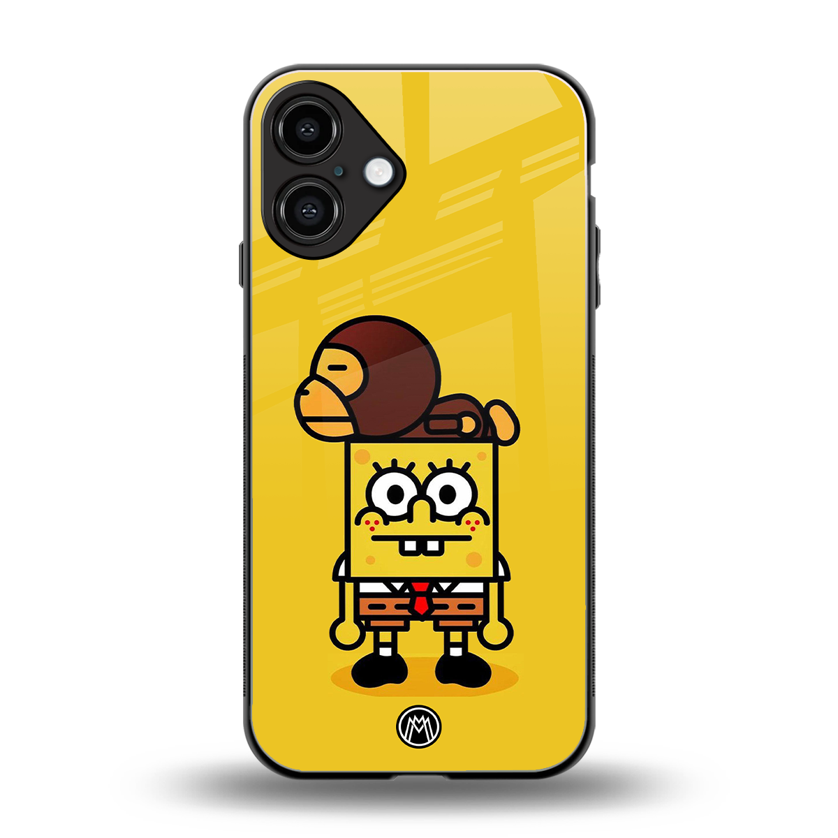 spongebob back phone cover | glass case for iphone 16 plus