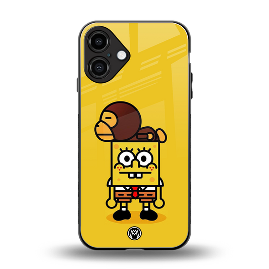 spongebob back phone cover | glass case for iphone 16 plus