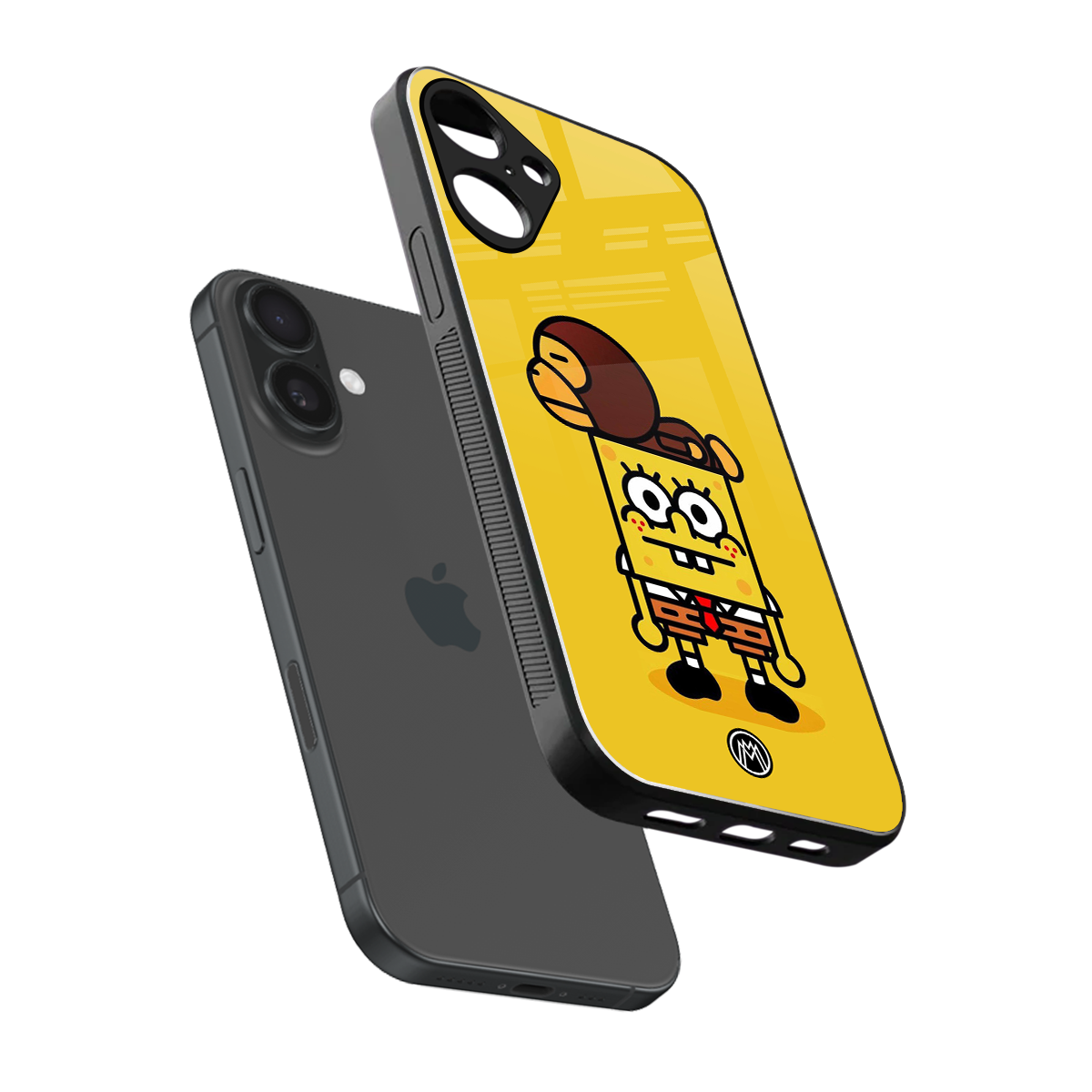 spongebob back phone cover | glass case for iphone 16 plus