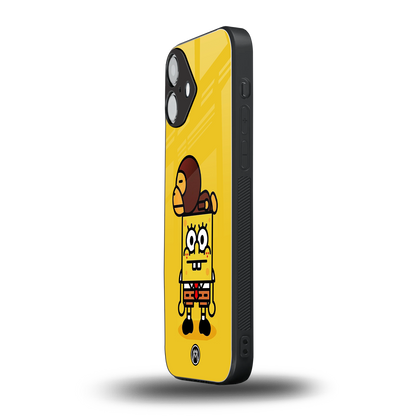 spongebob back phone cover | glass case for iphone 16 plus