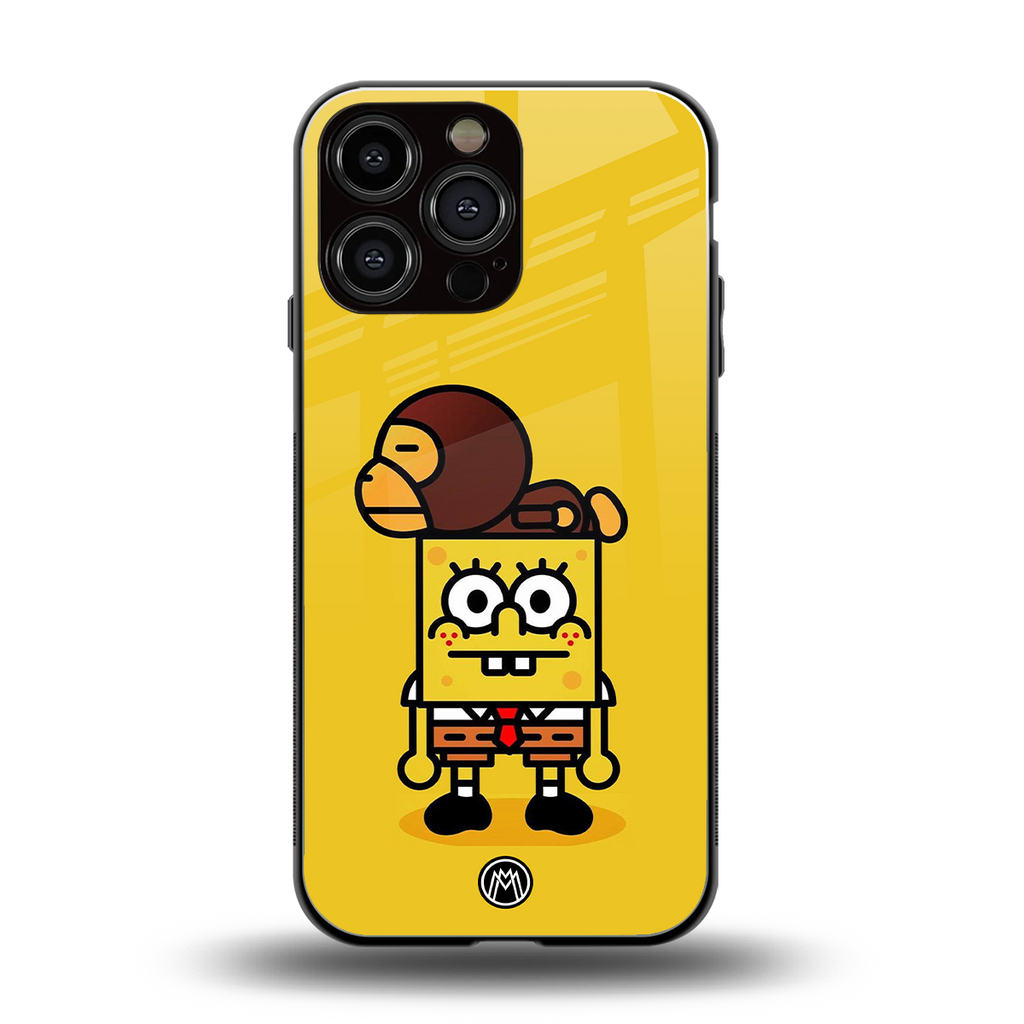 spongebob back phone cover | glass case for iphone 16 pro max