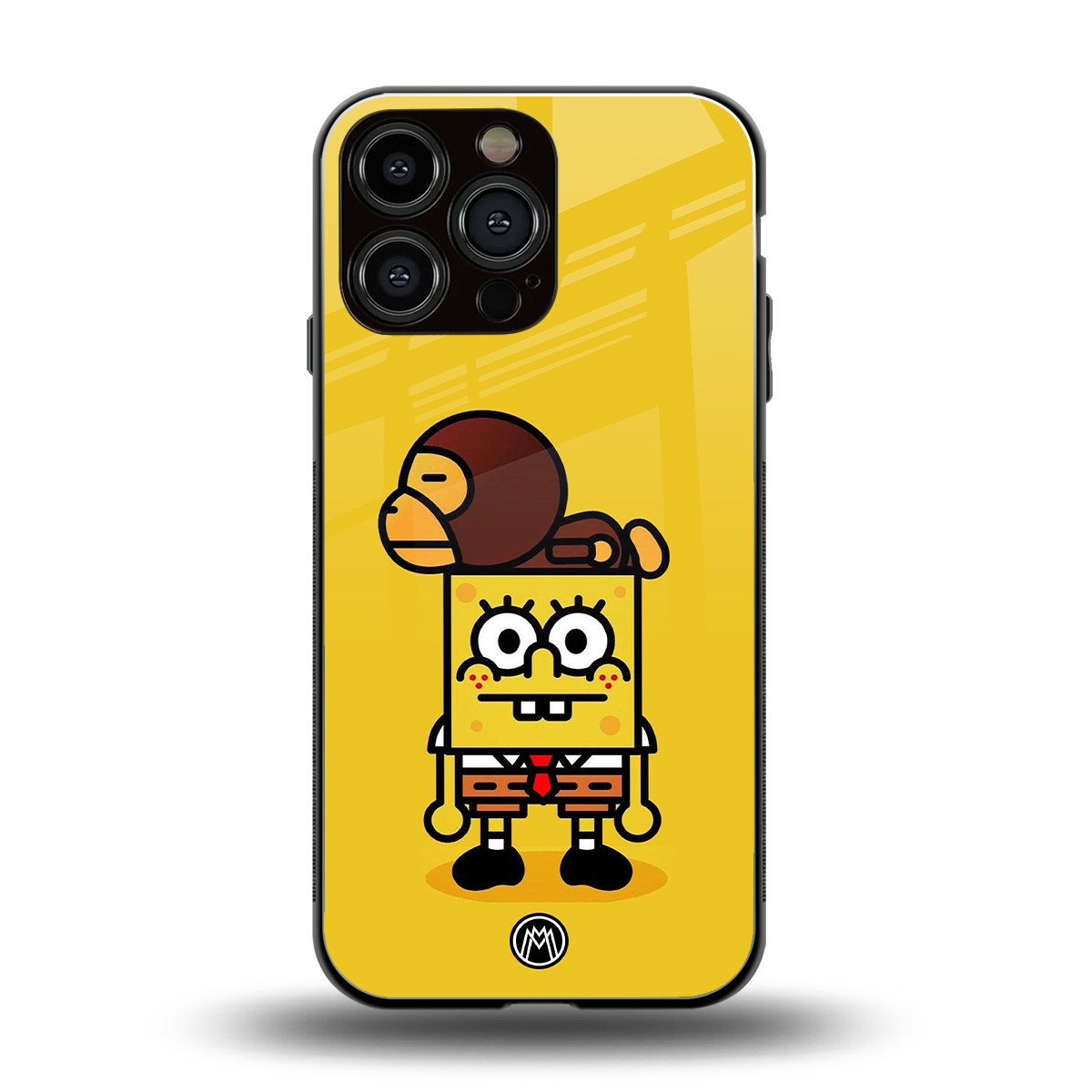spongebob back phone cover | glass case for iphone 16 pro max