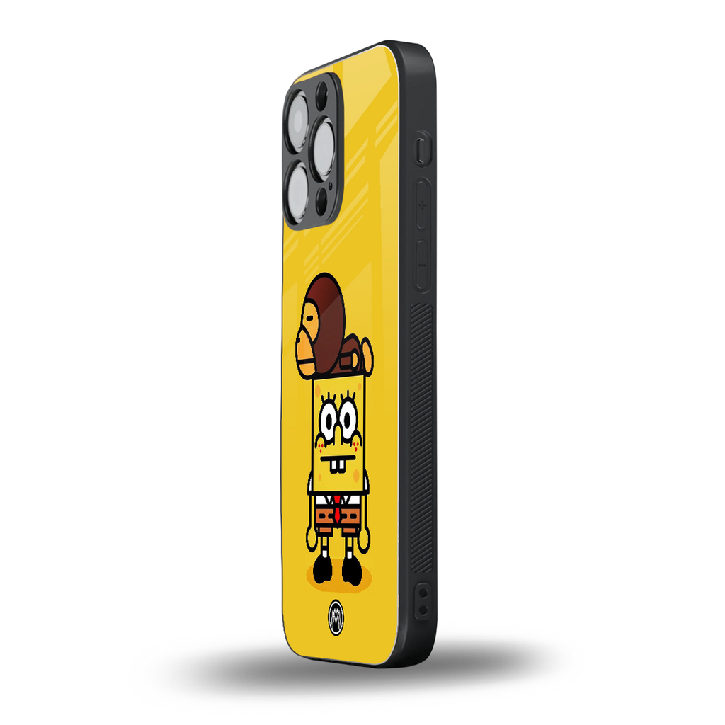 spongebob back phone cover | glass case for iphone 16 pro max