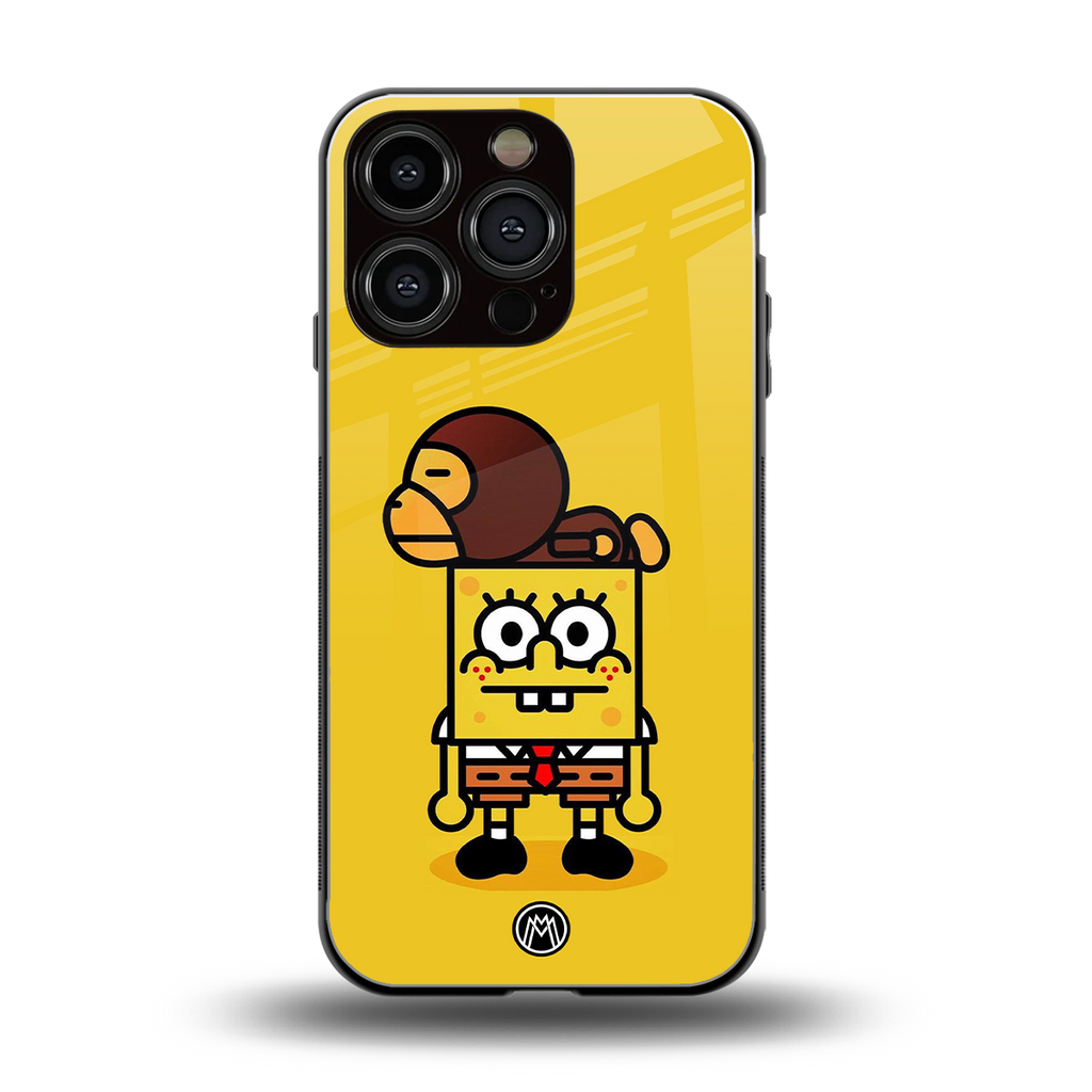 spongebob back phone cover | glass case for iphone 16 pro