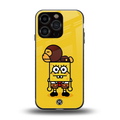 spongebob back phone cover | glass case for iphone 16 pro