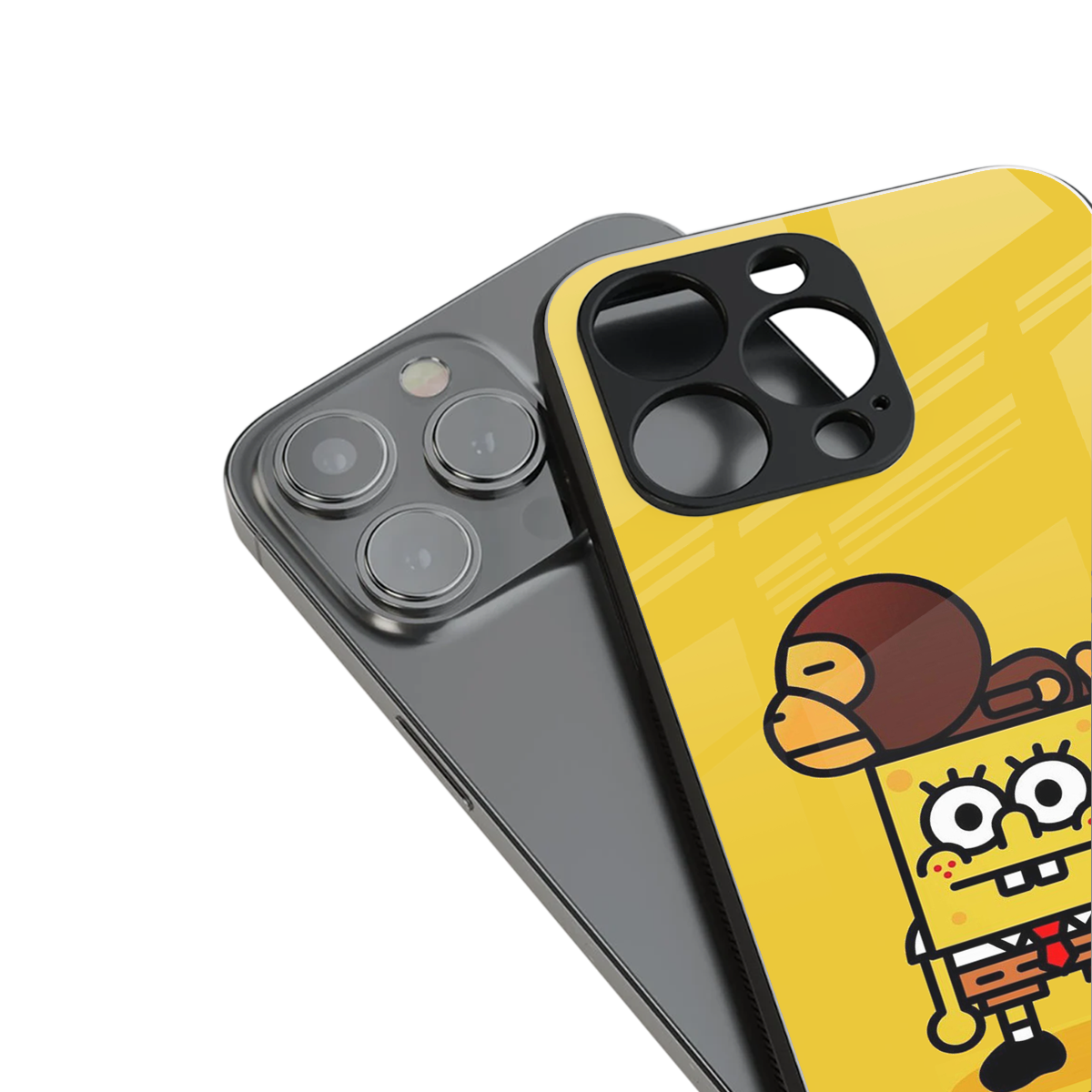 spongebob back phone cover | glass case for iphone 14 pro max