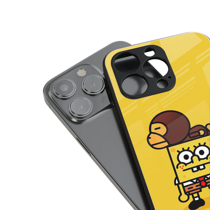spongebob back phone cover | glass case for iphone 14 pro max