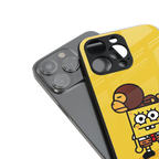 spongebob back phone cover | glass case for iphone 16 plus