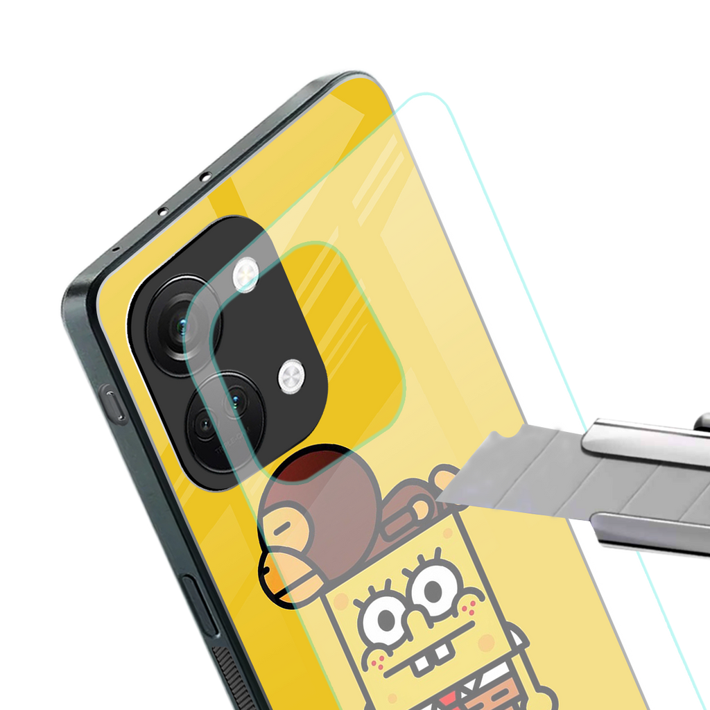 spongebob back phone cover | glass case for oneplus nord 3