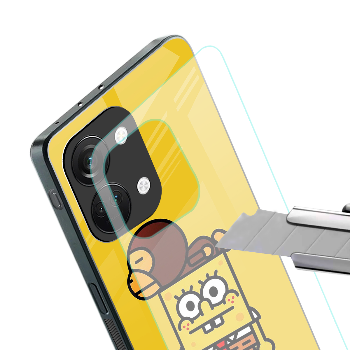 spongebob back phone cover | glass case for oneplus nord 3