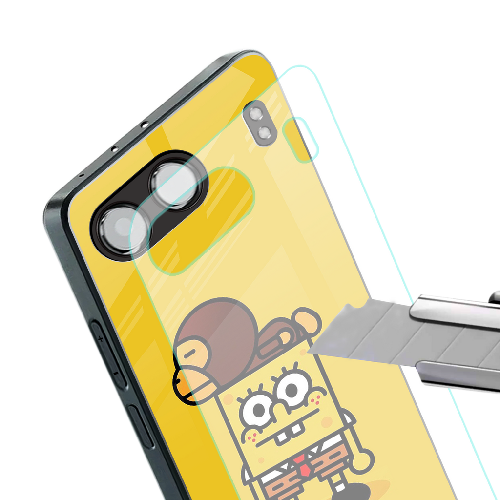spongebob back phone cover | glass case for oneplus nord 4