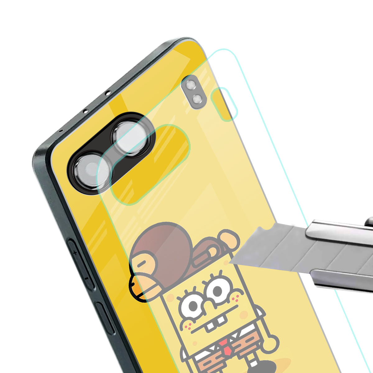 spongebob back phone cover | glass case for oneplus nord 4