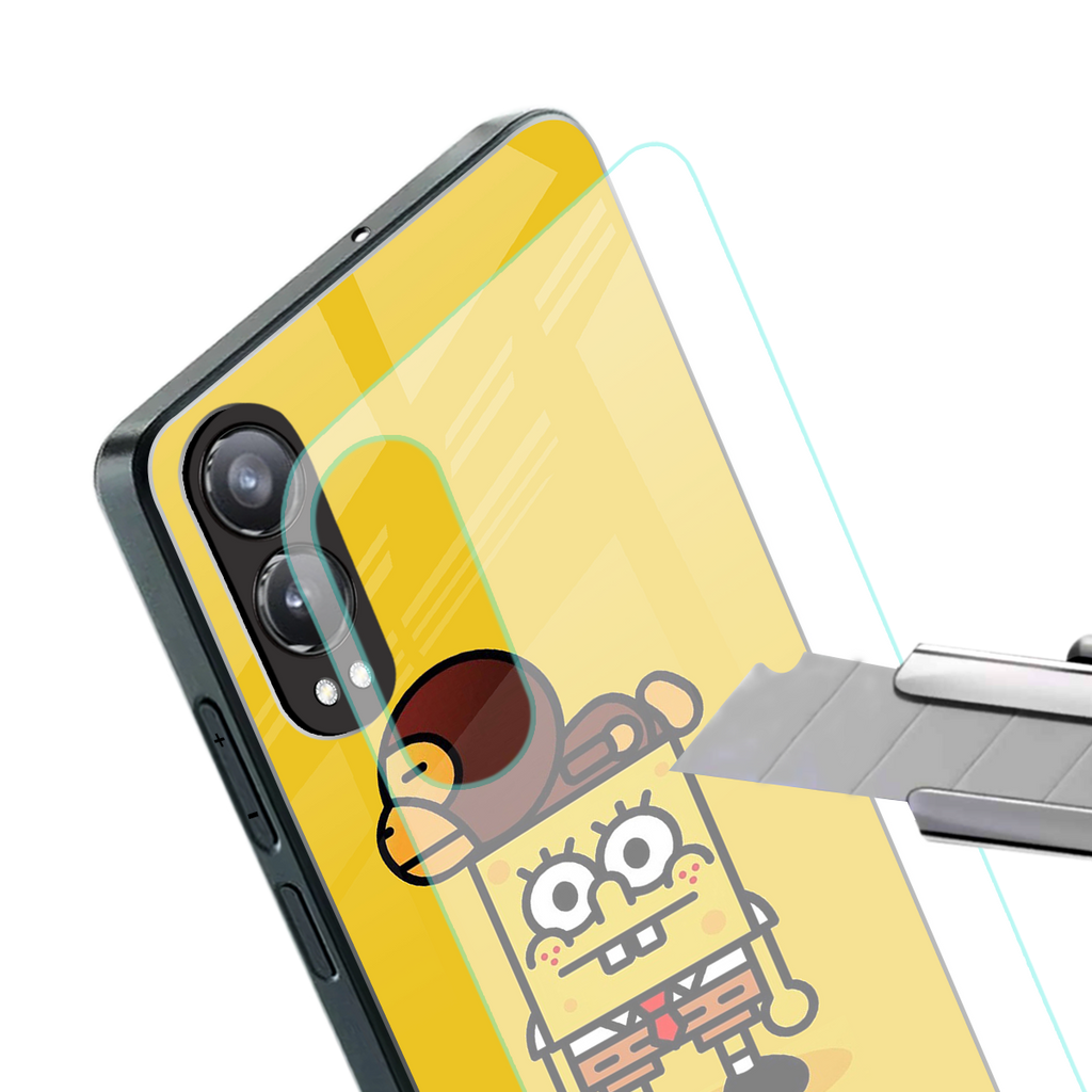 spongebob back phone cover | glass case for oneplus nord ce 4 lite
