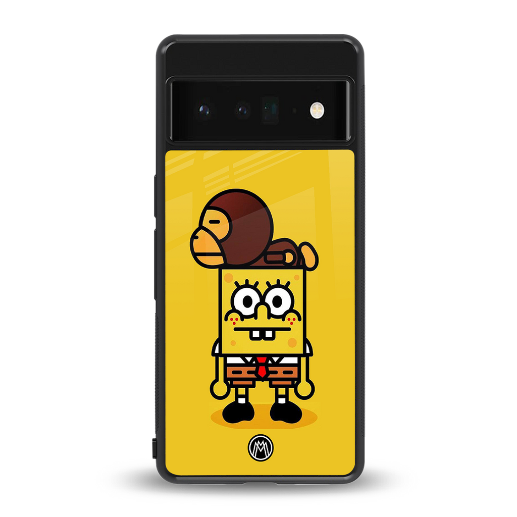 spongebob back phone cover | glass case for google pixel 6 pro