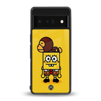 spongebob back phone cover | glass case for google pixel 6 pro