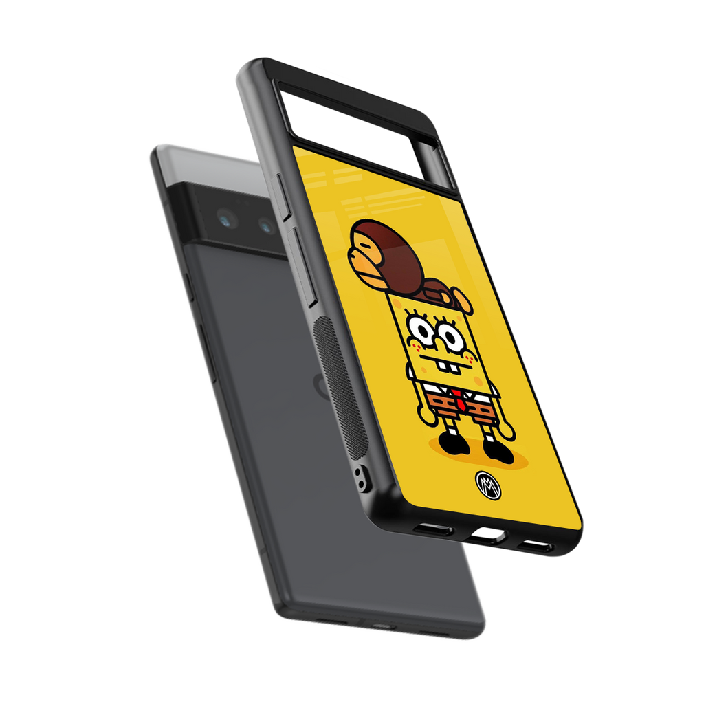 spongebob back phone cover | glass case for google pixel 6 pro