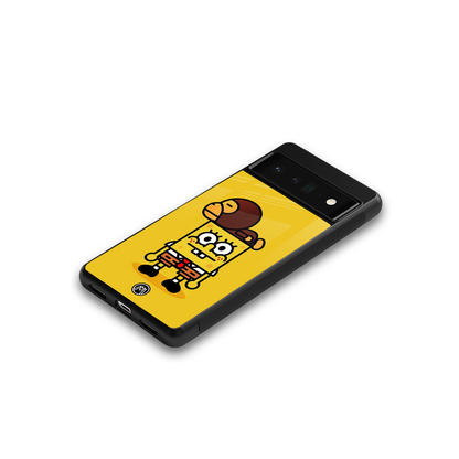 spongebob back phone cover | glass case for google pixel 6 pro