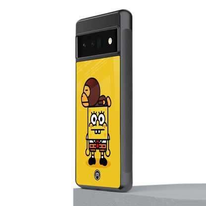 spongebob back phone cover | glass case for google pixel 6 pro