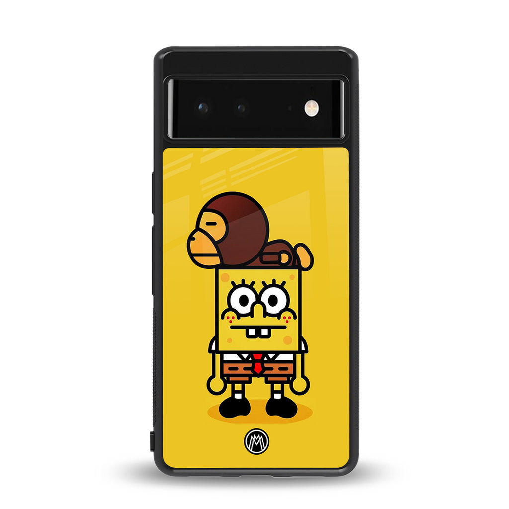 spongebob back phone cover | glass case for google pixel 6