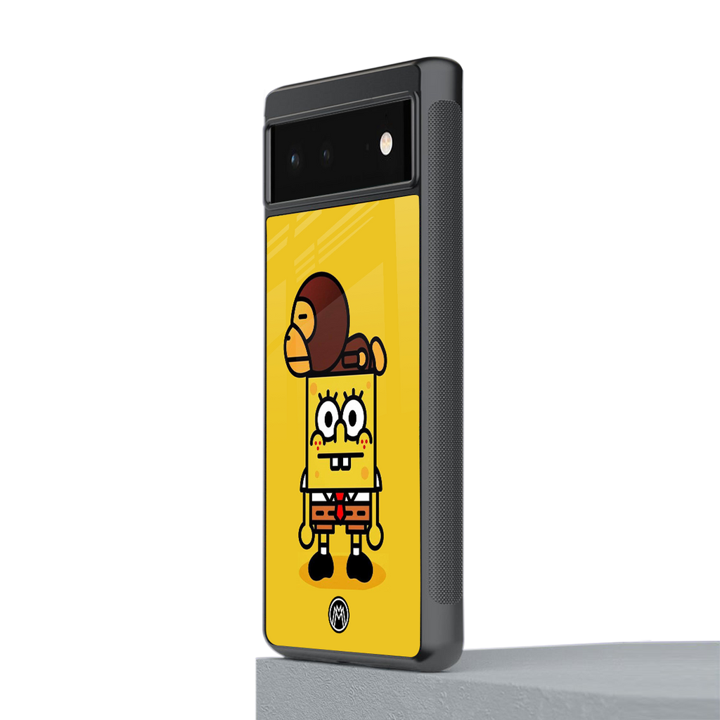 spongebob back phone cover | glass case for google pixel 6
