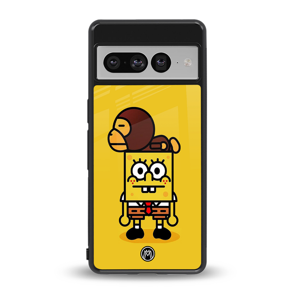 spongebob back phone cover | glass case for google pixel 7 pro