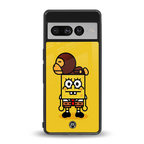 spongebob back phone cover | glass case for google pixel 7 pro